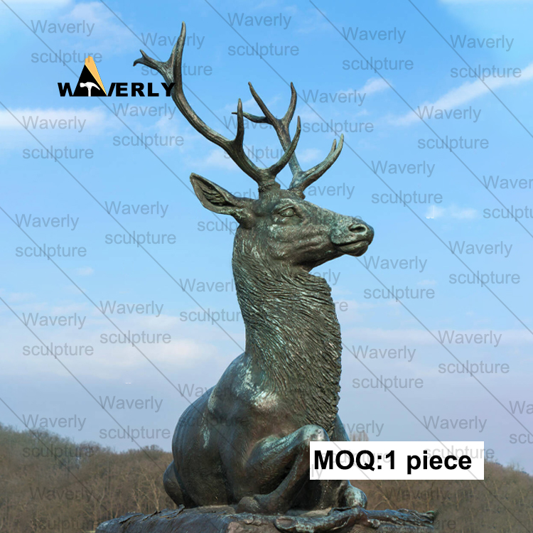 Visual Impact Vivid  Bronze Deer Stag statue -BRZ-31404