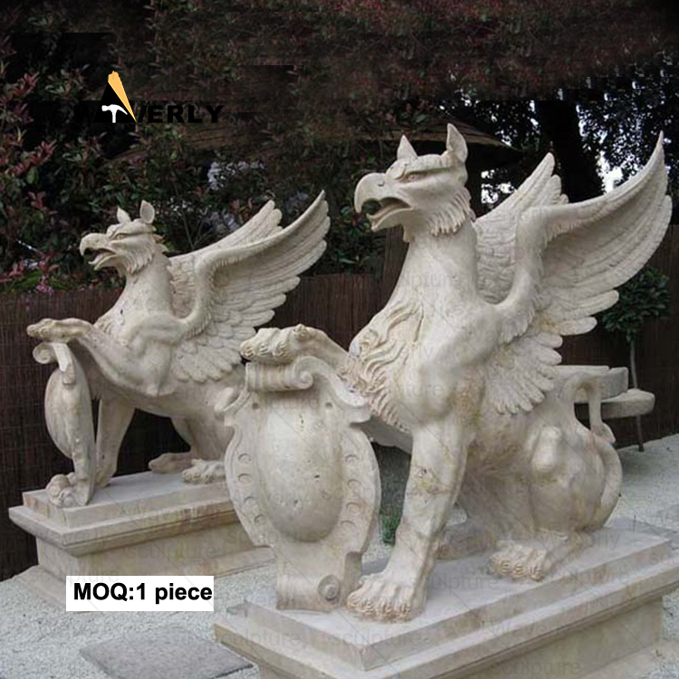 Traditional Brown Marble Stone Carving Griffin Statue MKL-31908