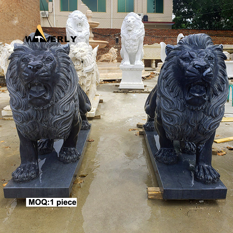 Black marble Lions Sculpture  MKL-32006