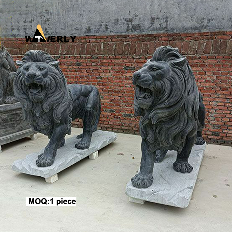 Black marble Lions Sculpture  MKL-32006