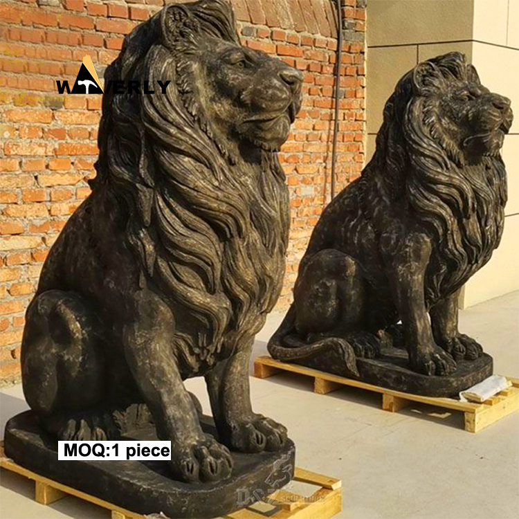 Black marble Lions Sculpture  MKL-32006