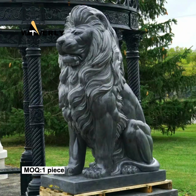 Black marble Lions Sculpture  MKL-32006