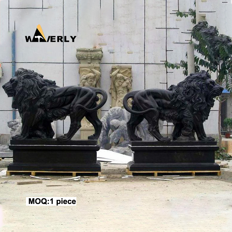 Black marble Lions Sculpture  MKL-32006