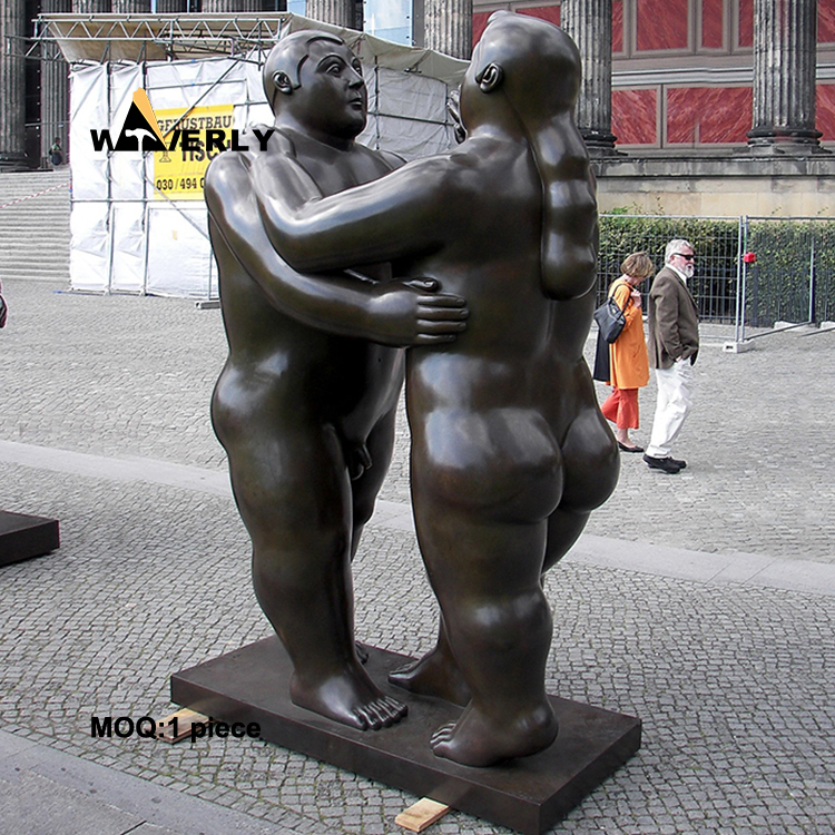 Bronze Botero And Fat Man Embrace Sculpture BRZ-32107