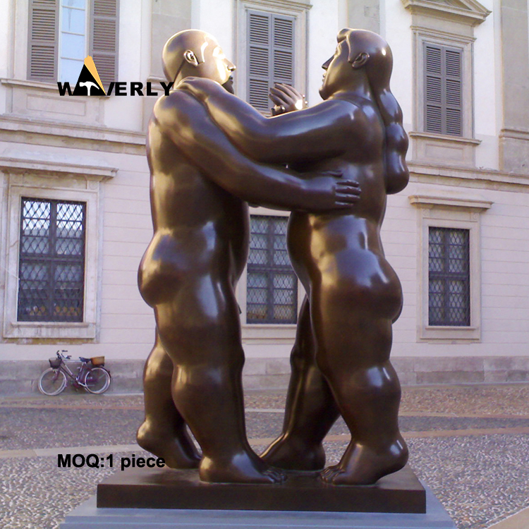 Bronze Botero And Fat Man Embrace Sculpture BRZ-32107