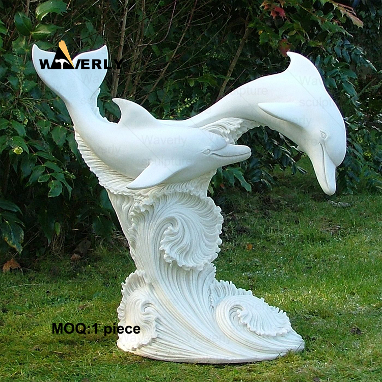 White Marble Dolphin Statue Sculpture-32306