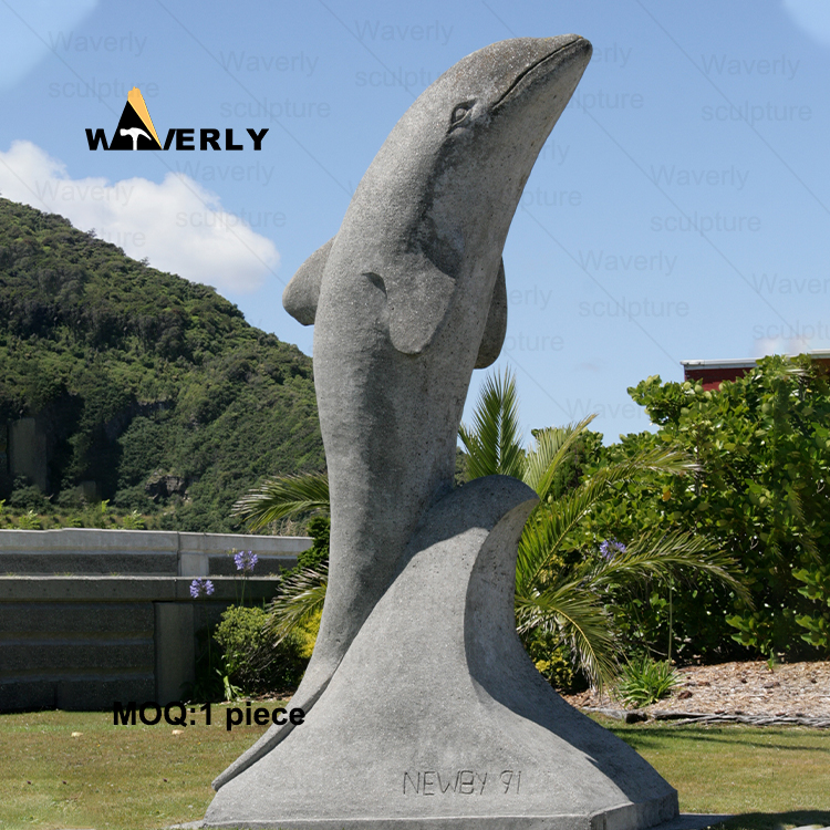 White Marble Dolphin Statue Sculpture-32306