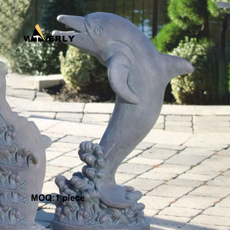 White Marble Dolphin Statue Sculpture-32306