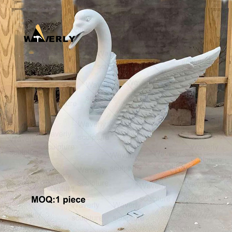 White Marble Swan Statue -32307