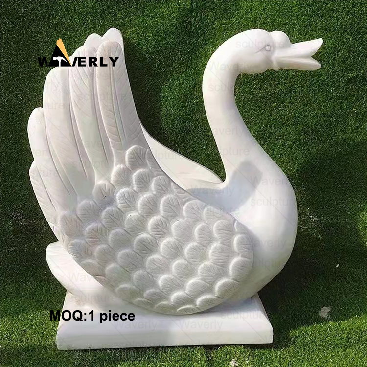 White Marble Swan Statue -32307