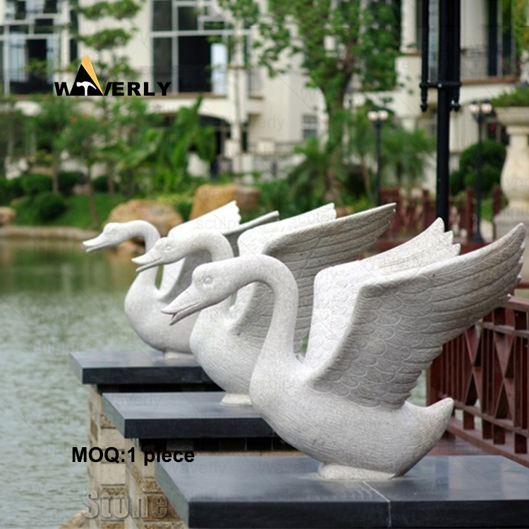 White Marble Swan Statue -32307