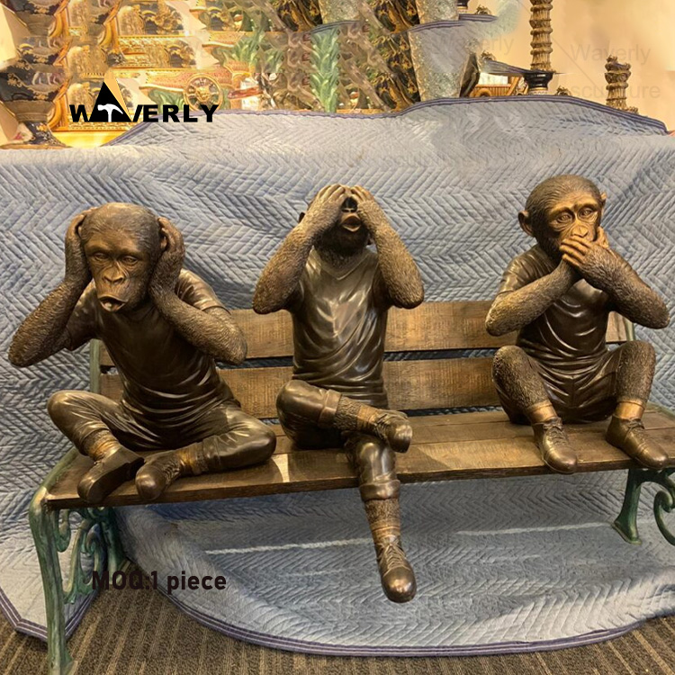 Life Size Three Monkeys Bronze Statue BRO-33002