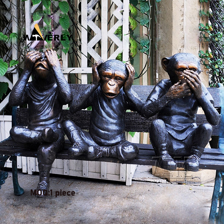 Vivid image Three Monkeys Bronze Sculpture BRO-33003