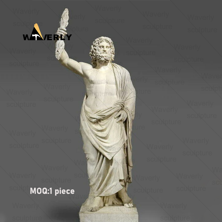 White Marble Stone bust  Ancient Greek God Zeus Sculpture MAR-33008