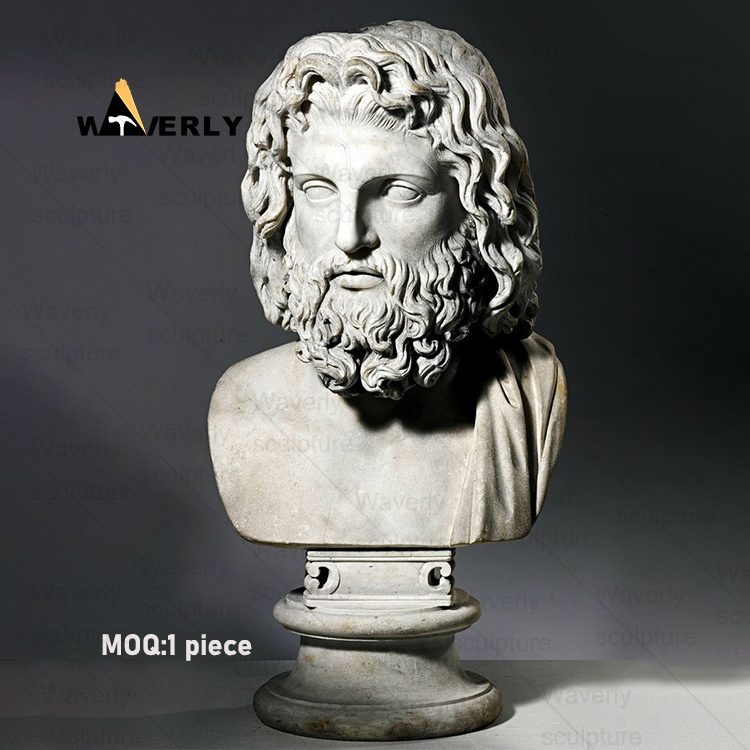 White Marble Stone bust  Ancient Greek God Zeus Sculpture MAR-33008