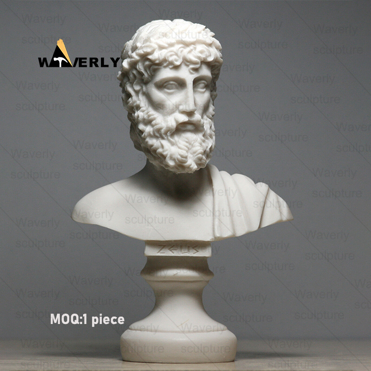 White Marble Stone bust  Ancient Greek God Zeus Sculpture MAR-33008