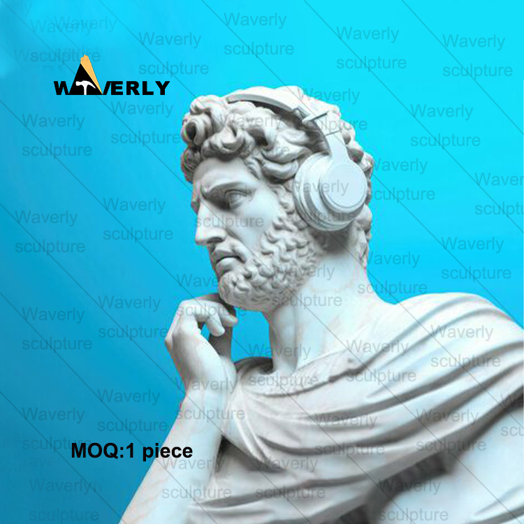 white marble Apollo bust sculpture MAR-33107