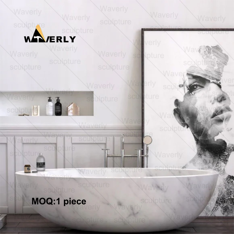 Independent White Marble Bathtub-40603