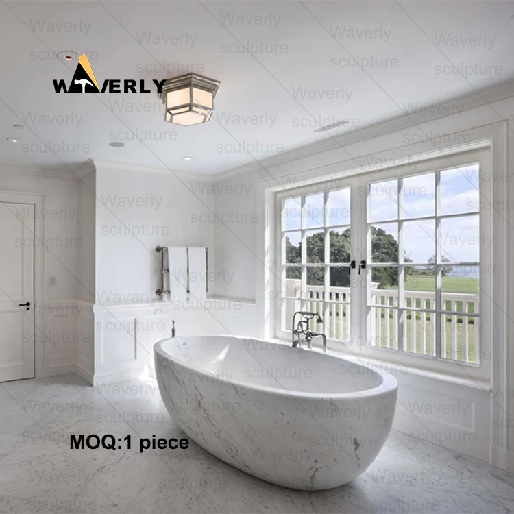 Independent White Marble Bathtub-40605