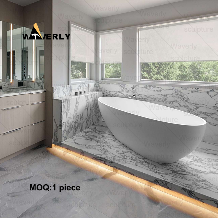 Independent White Marble Bathtub-40605