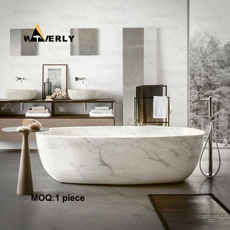 Independent White Marble Bathtub-40605