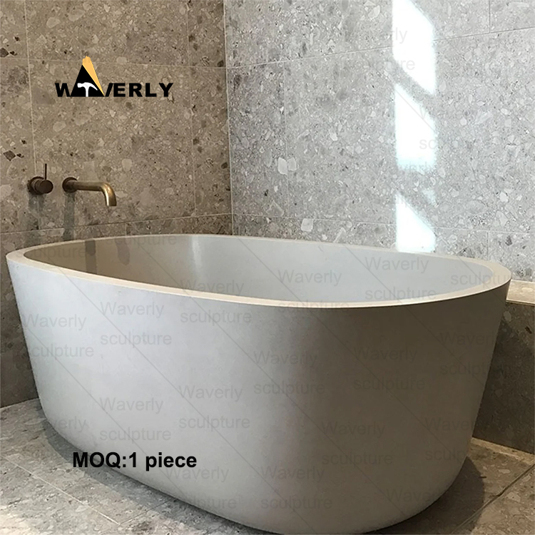 Independent White Marble Bathtub-40605