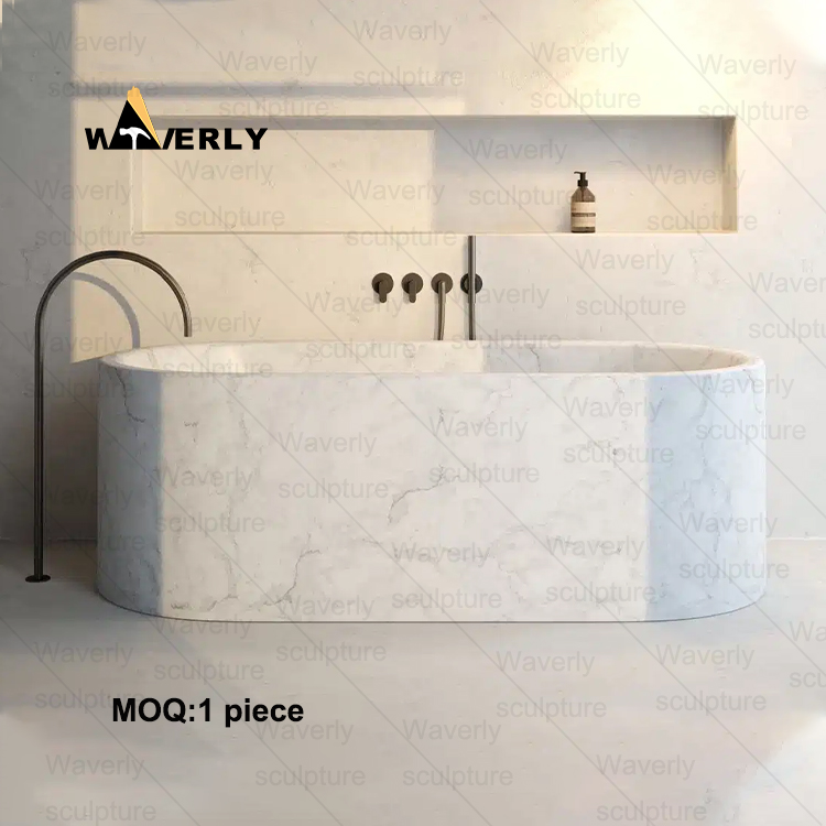 Independent White Marble Bathtub-40605