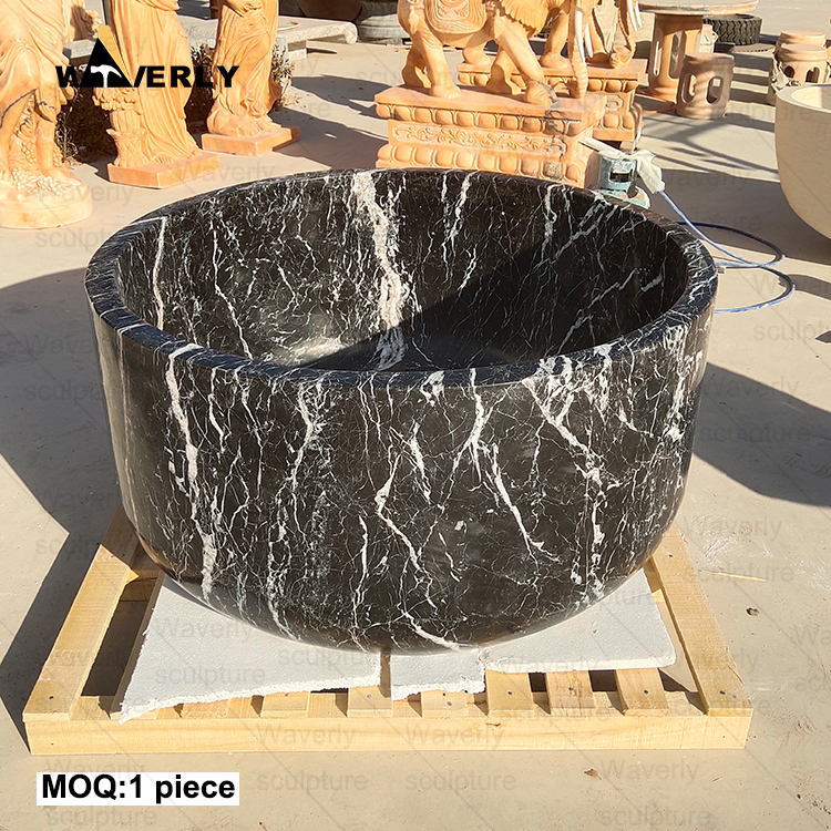 Round black marble bathtub C24-71001