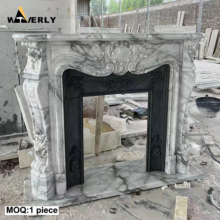 Luxury hand carved marble fireplace mantel CMF21-71601