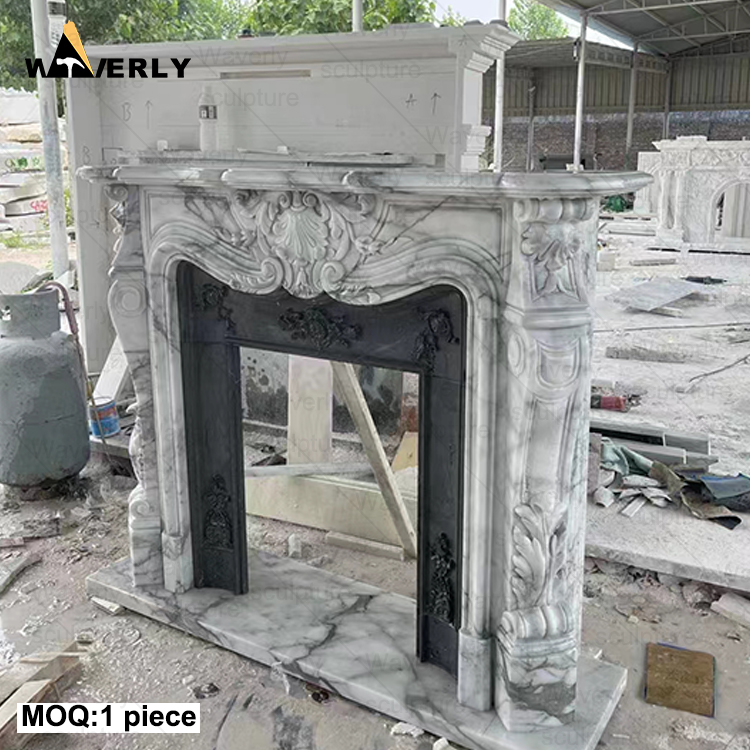 Luxury hand carved marble fireplace mantel CMF21-71601