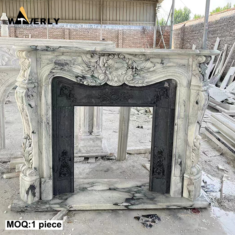 Luxury hand carved marble fireplace mantel CMF21-71601