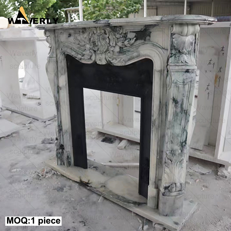 Luxury hand carved marble fireplace mantel CMF21-71601