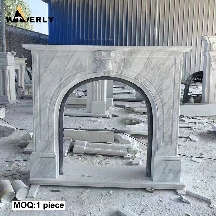 Custom simple design natural stone arch fireplce mantel CMF24-71704