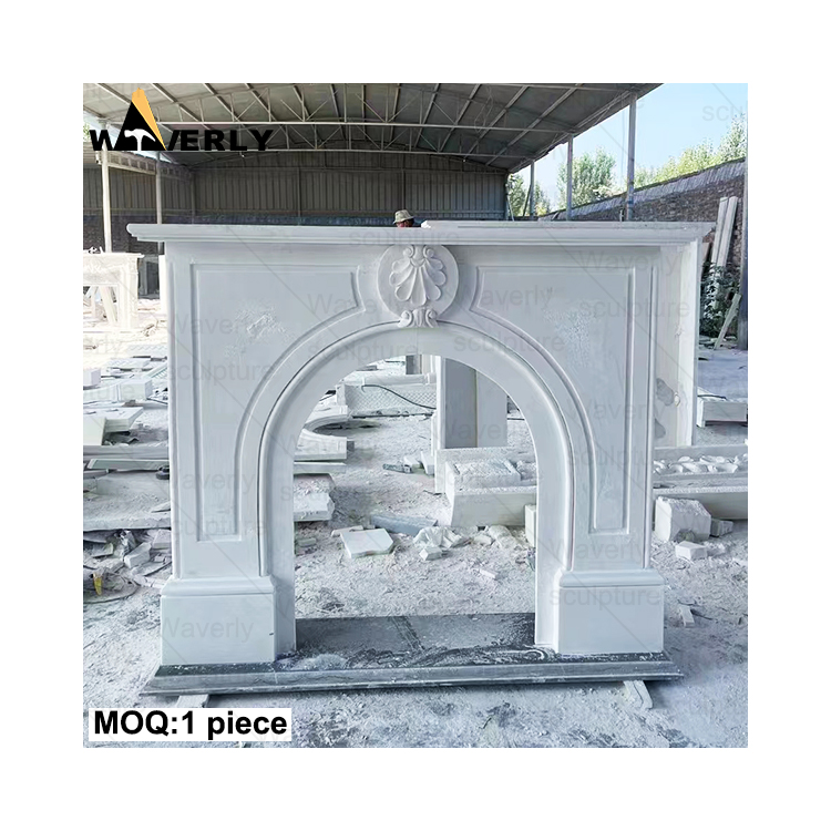 Custom simple design natural stone arch fireplce mantel CMF24-71704