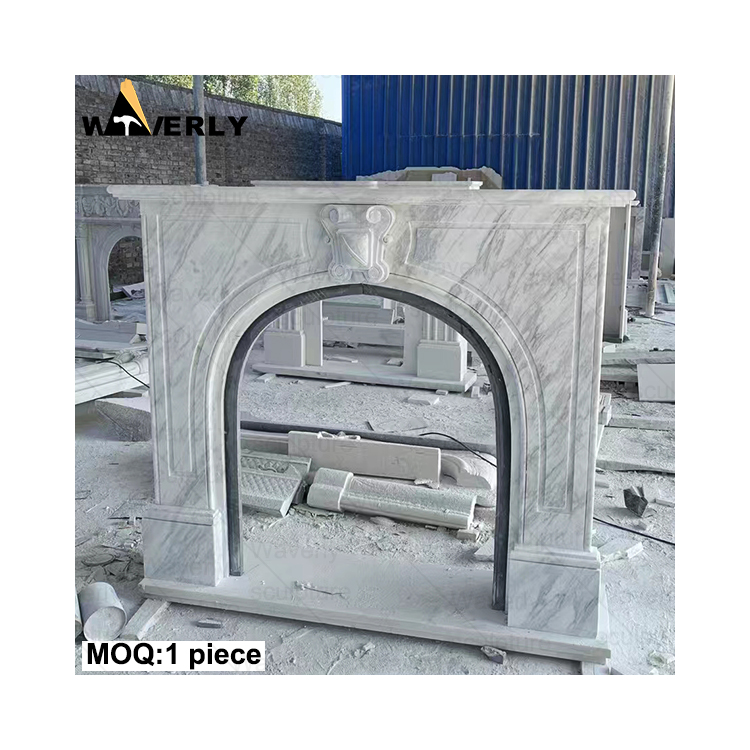 Simple modern arch natural marble fireplace CMF24-71703