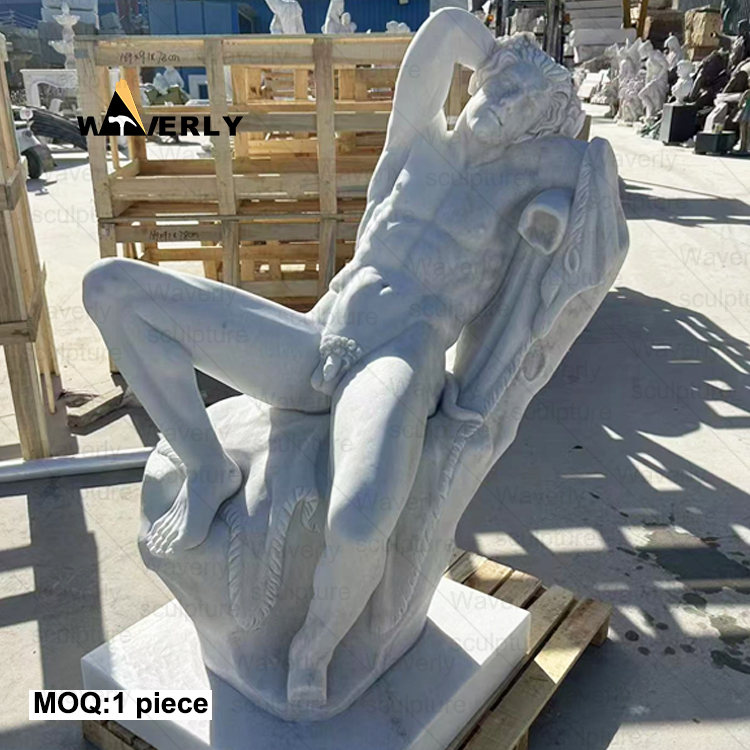 White Marble Drunken Satyr Sculpture MBC24-8-1501