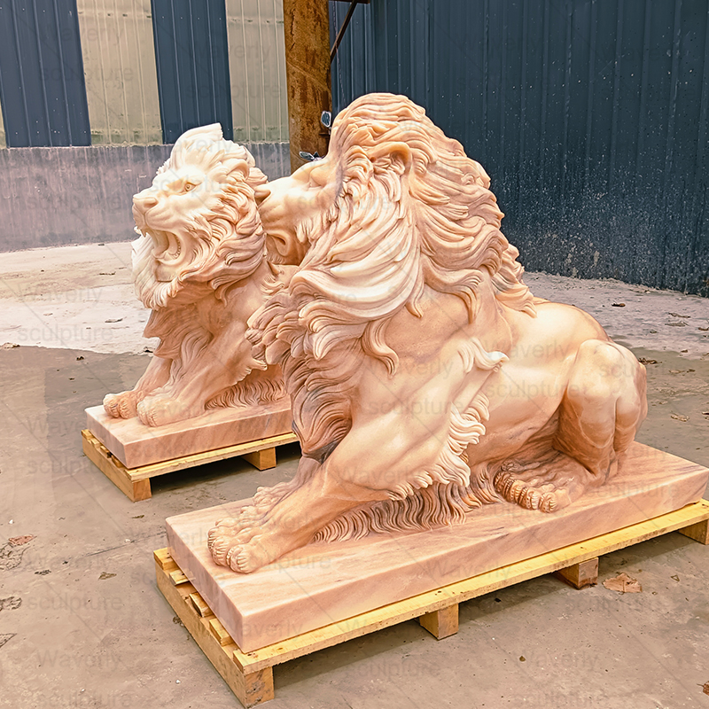 Sunset Red marble lion statue ML-782901CH