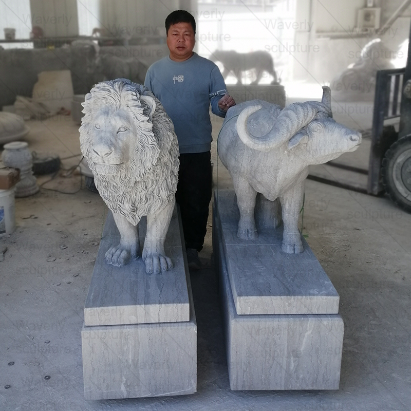 Granite stone animal lion and bull sculpture ML-83002CH