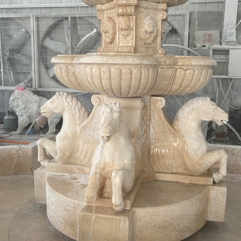 Custom large luxury marble horse statue water fountain -MFC9101