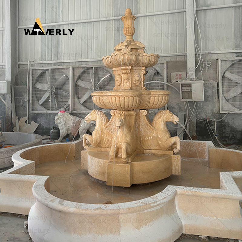 Custom large luxury marble horse statue water fountain -MFC9101