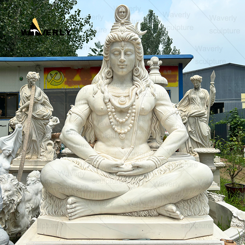 White marble meditating shiva statue MS24-9-1002