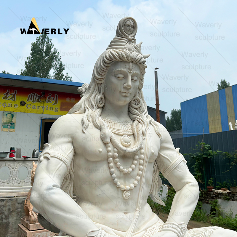 White marble meditating shiva statue MS24-9-1002