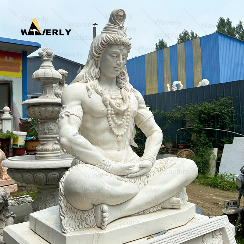 White marble meditating shiva statue MS24-9-1002