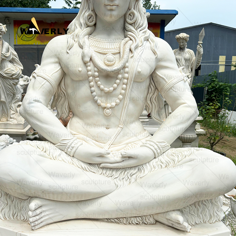 White marble meditating shiva statue MS24-9-1002