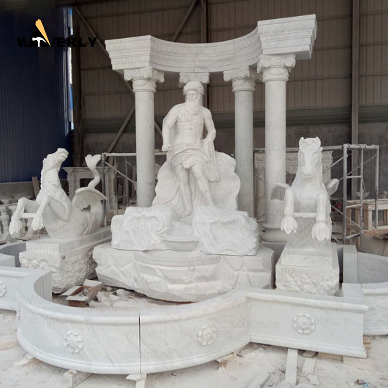 Outdoor Garden Decor White Marble Trevi Fountain  -MFC91101