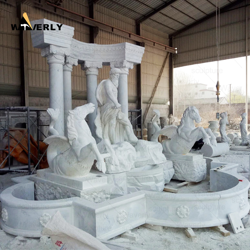 Outdoor Garden Decor White Marble Trevi Fountain  -MFC91101