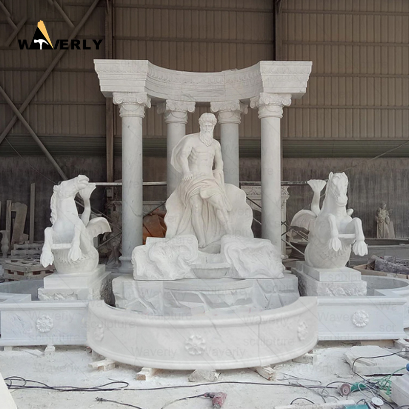 Outdoor Garden Decor White Marble Trevi Fountain  -MFC91101