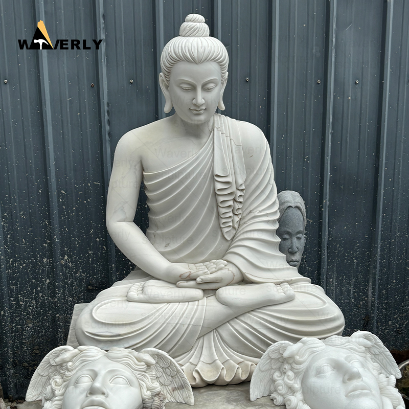 White marble sitting buddha statue MBC24-9-1201