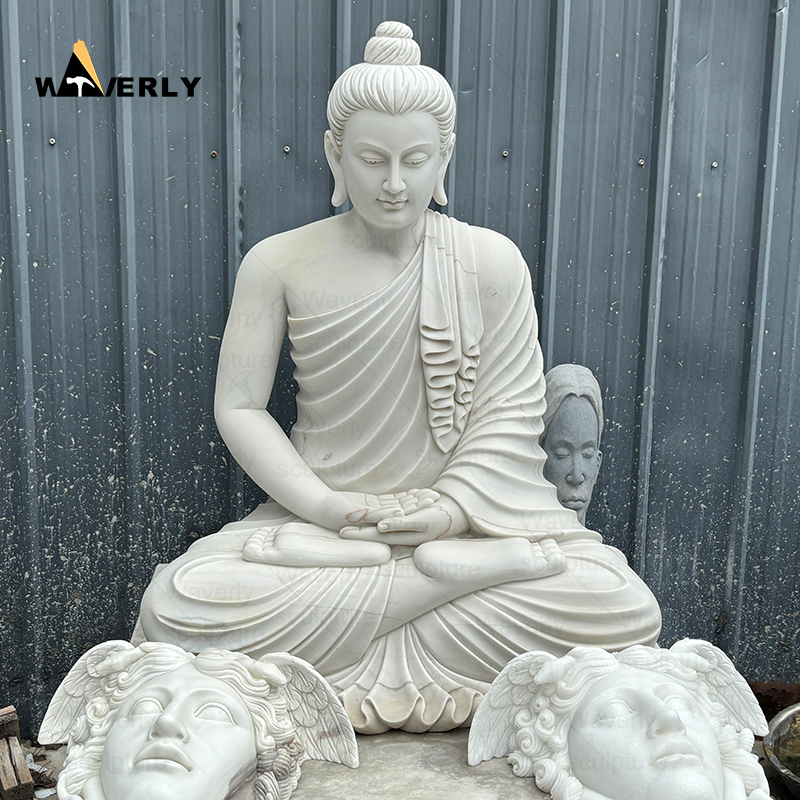 White marble sitting buddha statue MBC24-9-1201