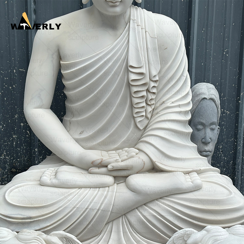 White marble sitting buddha statue MBC24-9-1201